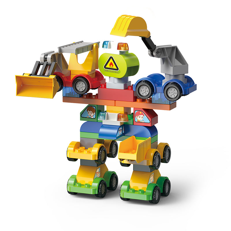 6-in-1 Robot Building Blocks Set for Kids, 57 pieces | Educational Vehicle Construction Toy