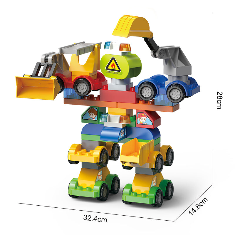 6-in-1 Robot Building Blocks Set for Kids, 57 pieces | Educational Vehicle Construction Toy