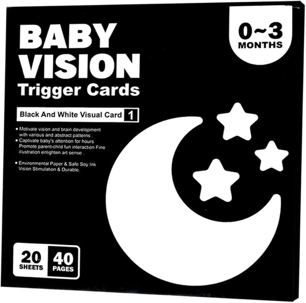 Baby Vision Black & White Flash Cards (0–3 Months) – High Contrast Newborn Visual Stimulation Cards