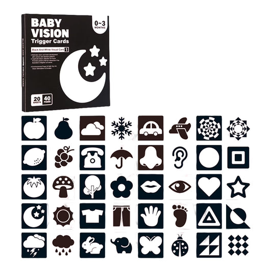 Baby Vision Black & White Flash Cards (0–3 Months) – High Contrast Newborn Visual Stimulation Cards