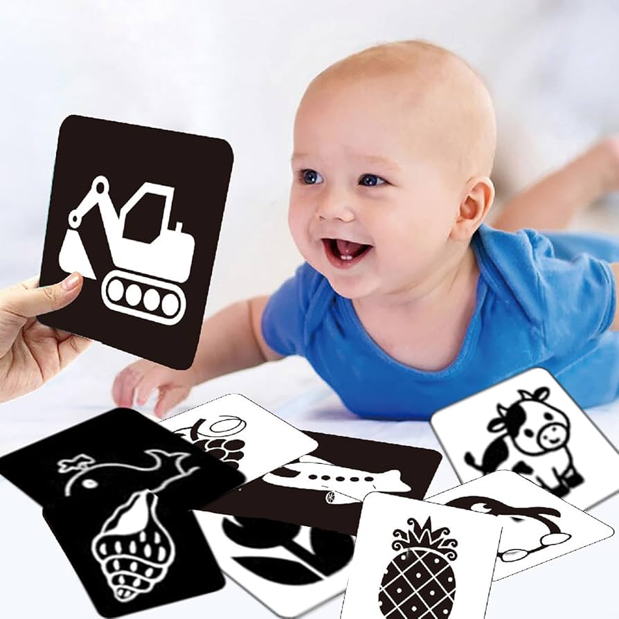 Baby Vision Black & White Flash Cards (0–3 Months) – High Contrast Newborn Visual Stimulation Cards