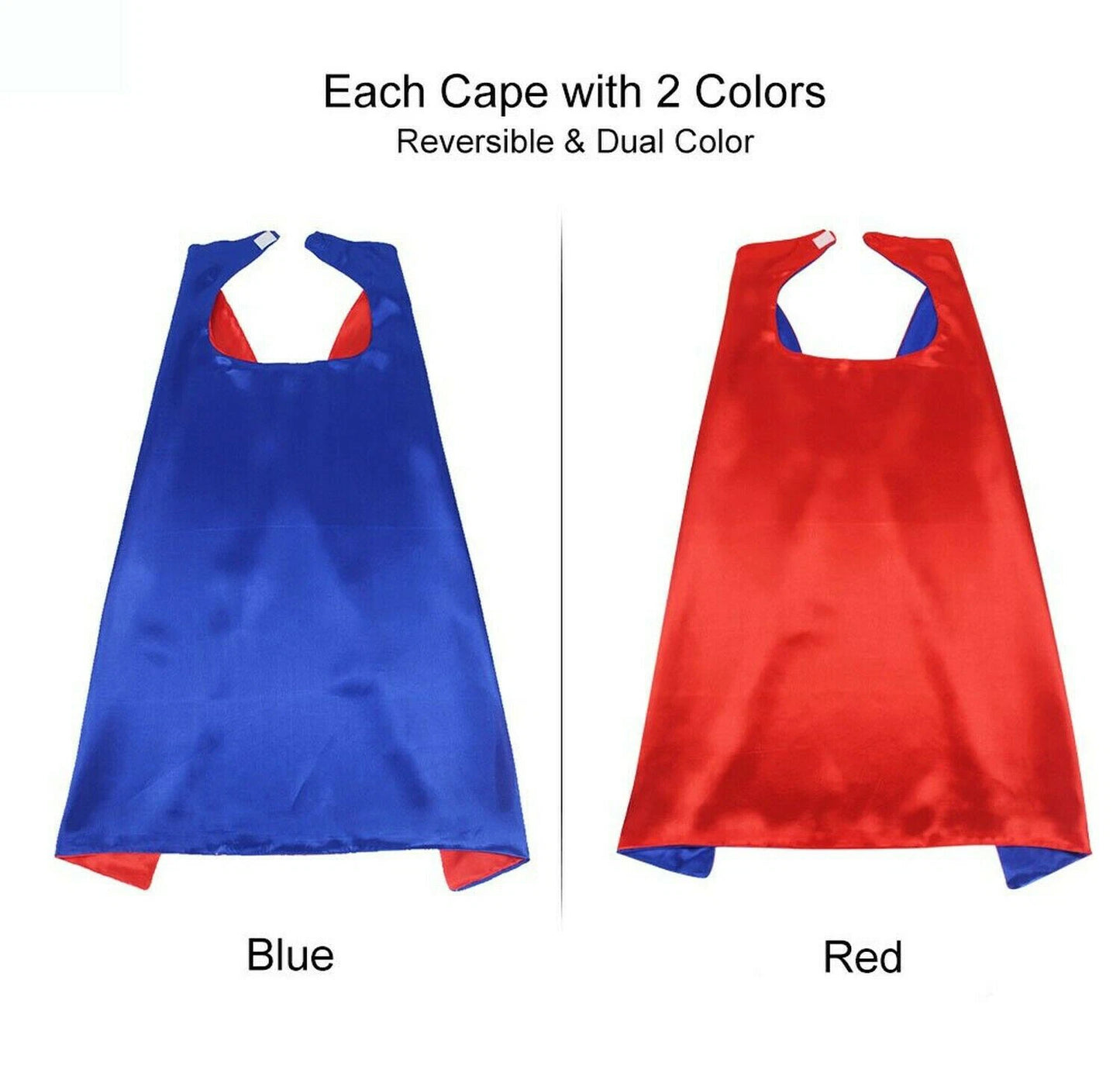 Double-Sided Superhero Cape & Mask for Kids – 64cm Satin Dress-Up Costume (Customizable)