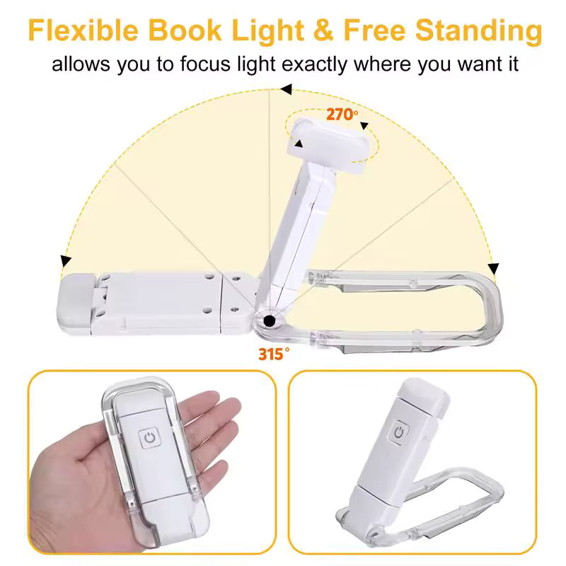LED Clip-On Book Reading Light – USB Rechargeable Bookmark Light with Eye Protection