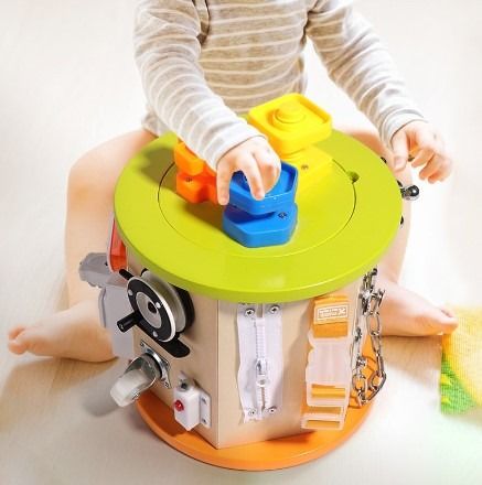 8-in-1 Interactive Montessori Busy Cabin | Wooden Sensory Activity Cube for Toddlers