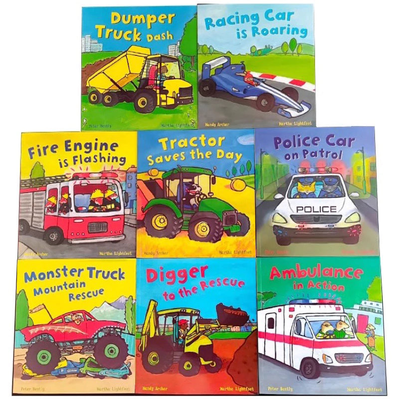 Busy Wheels Vehicle Book Set | 8 Fun Vehicle Stories for Toddlers ...