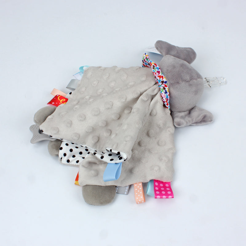 Baby Soft Comfort Blanket – Plush Animal Rattle with Teether