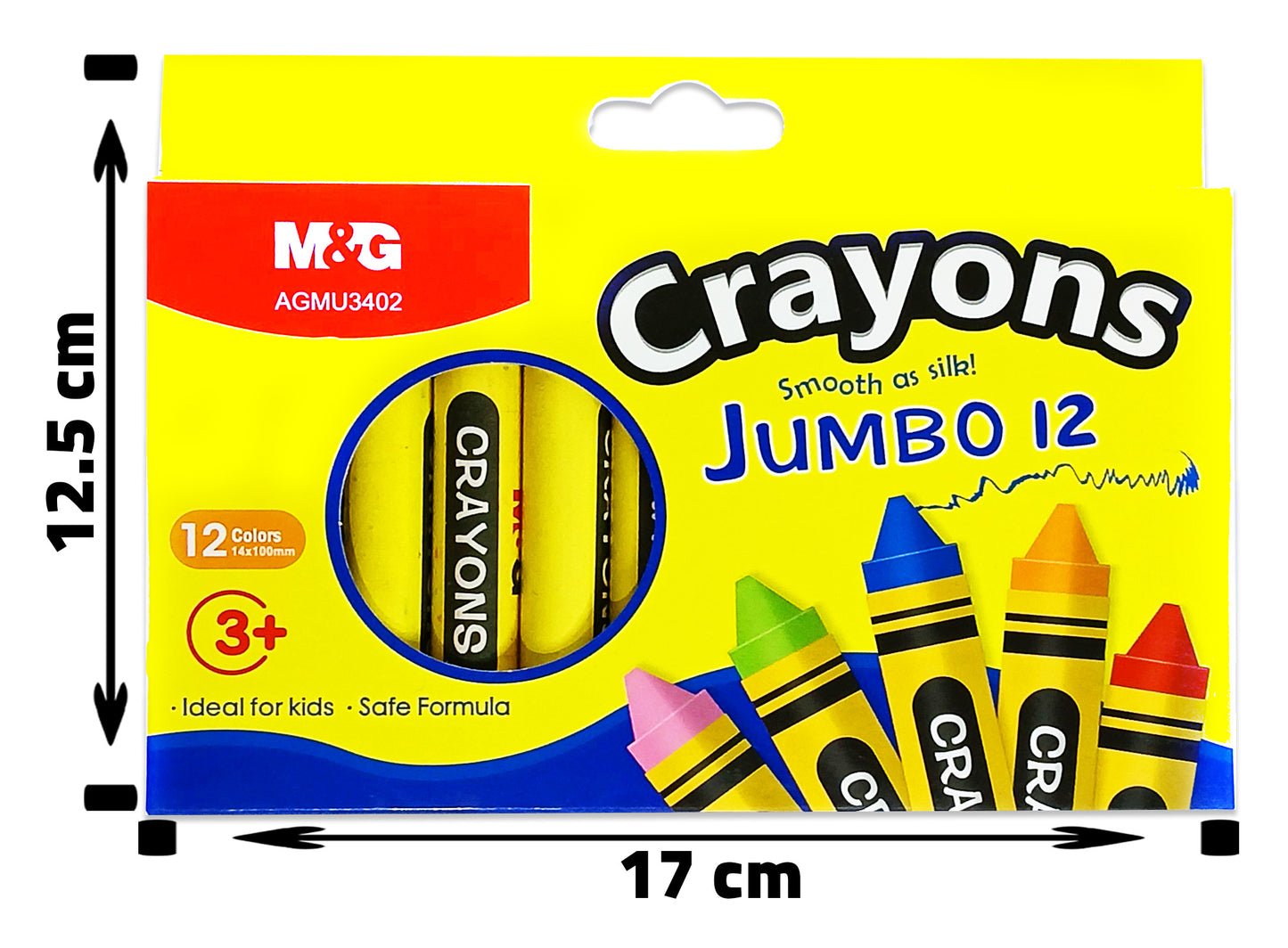 12-Crayon Colors 14mm JUMBO Set – M&G AGMU3402