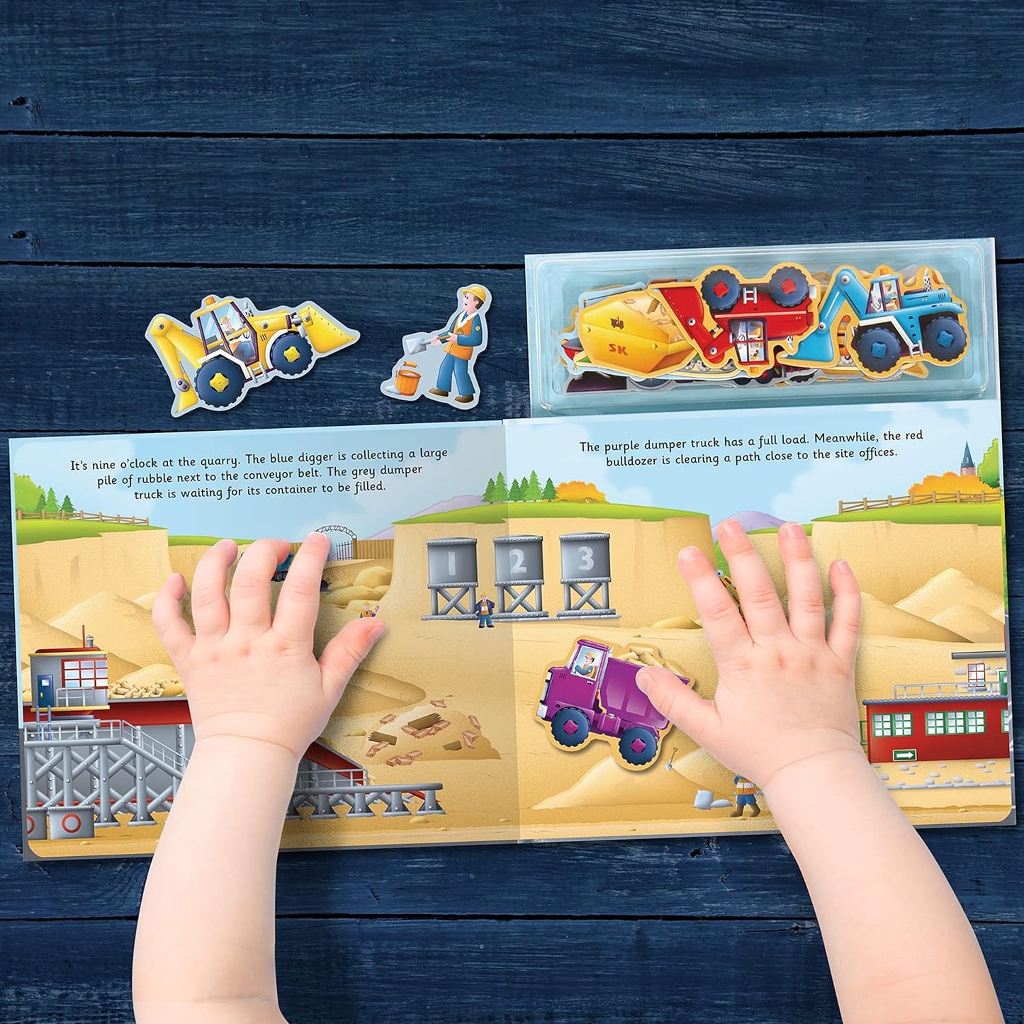 Let's Play Diggers Magnetic Story & Play Book | Construction Vehicles Activity Book for Kids