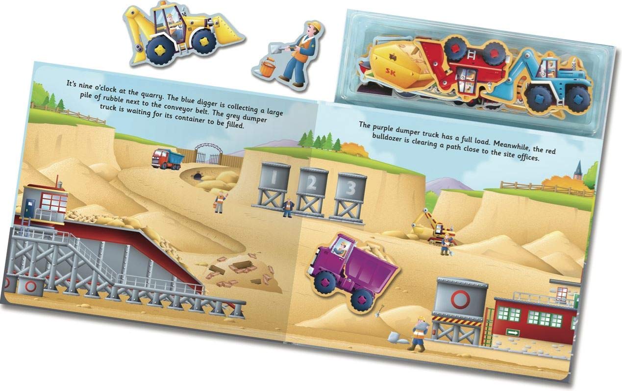 Let's Play Diggers Magnetic Story & Play Book | Construction Vehicles Activity Book for Kids