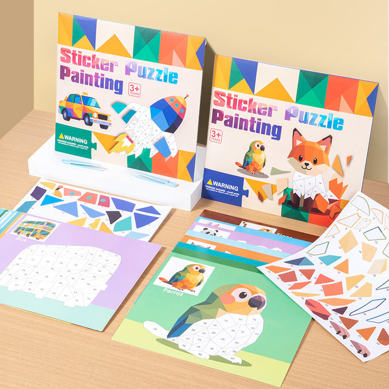 DIY sticker puzzle painting activity for fine-motor practice