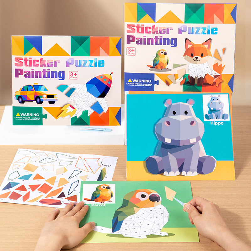 DIY 3D geometric sticker puzzle art kit for kids