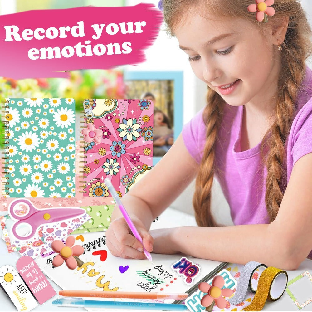Floral journal and scrapbook activity kit for kids and tweens