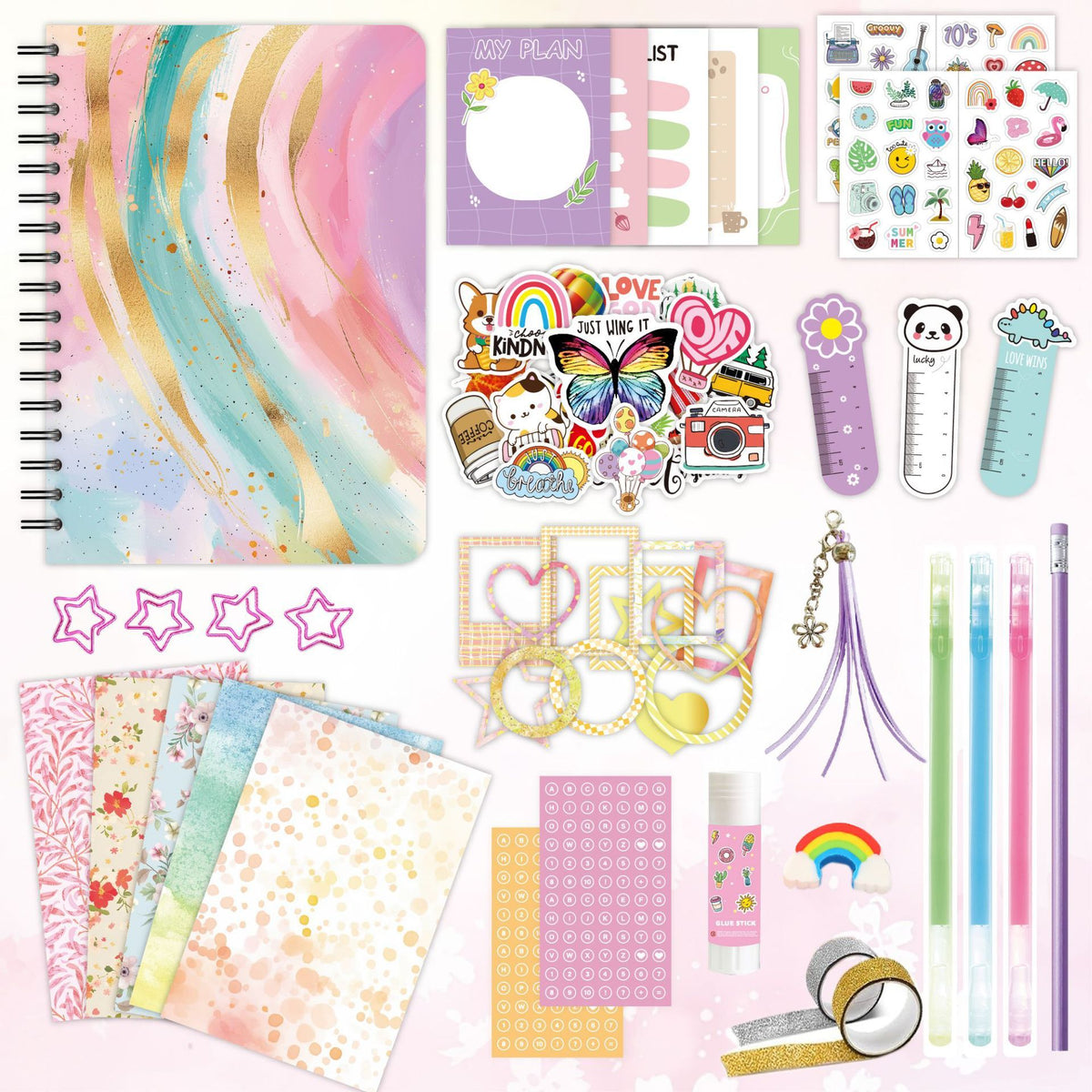 Creative scrapbook journal kit for photos writing and decorations
