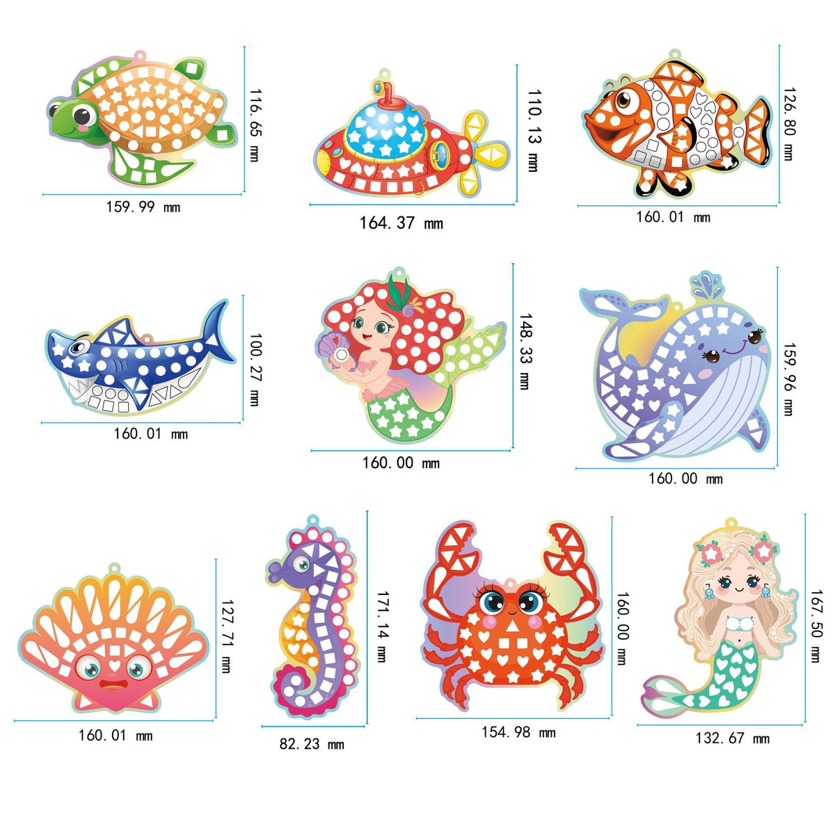 Mermaid mosaic mirror decorating activity for children