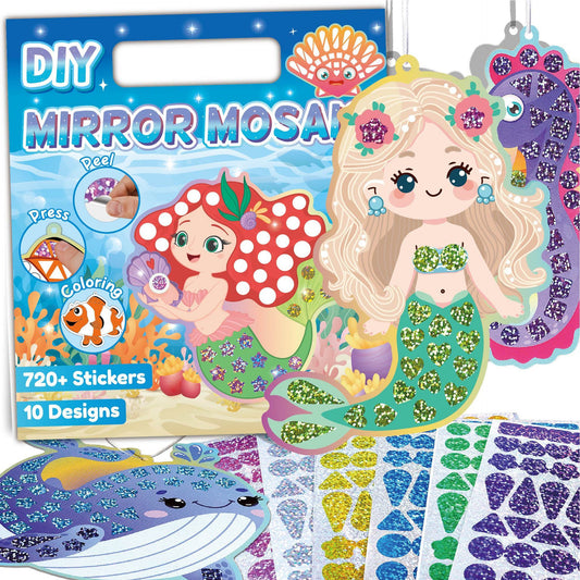DIY mermaid mosaic mirror craft kit for kids