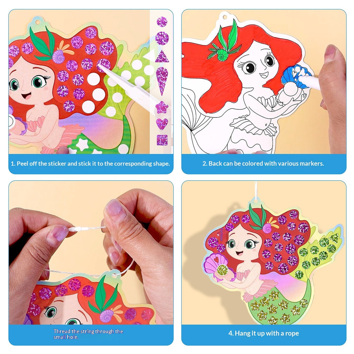 DIY mosaic pieces for decorating a mermaid-themed mirror
