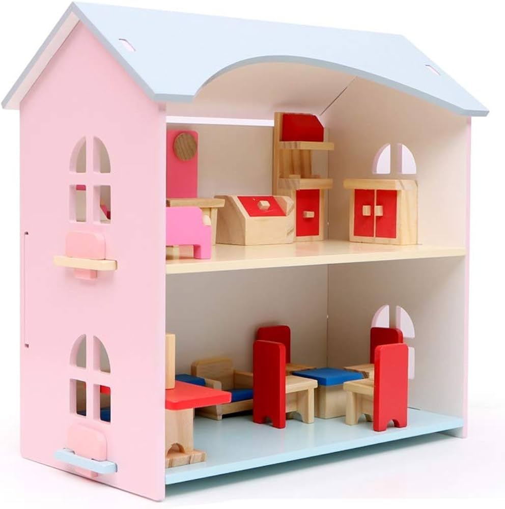 Montessori wooden doll house furniture set for children