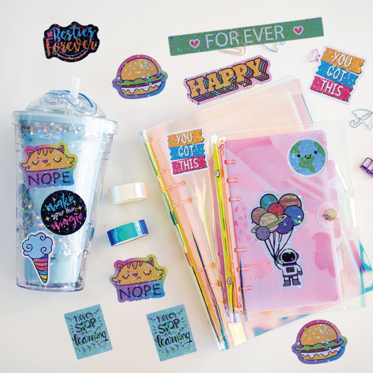 Journaling sticker and colouring activity set for kids and tweens