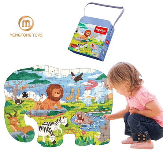 Elephant-Shaped Puzzle – 100+ Pieces Educational Jigsaw