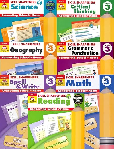 Evan-Moor Skill Sharpeners Grade 3 seven-workbook collection
