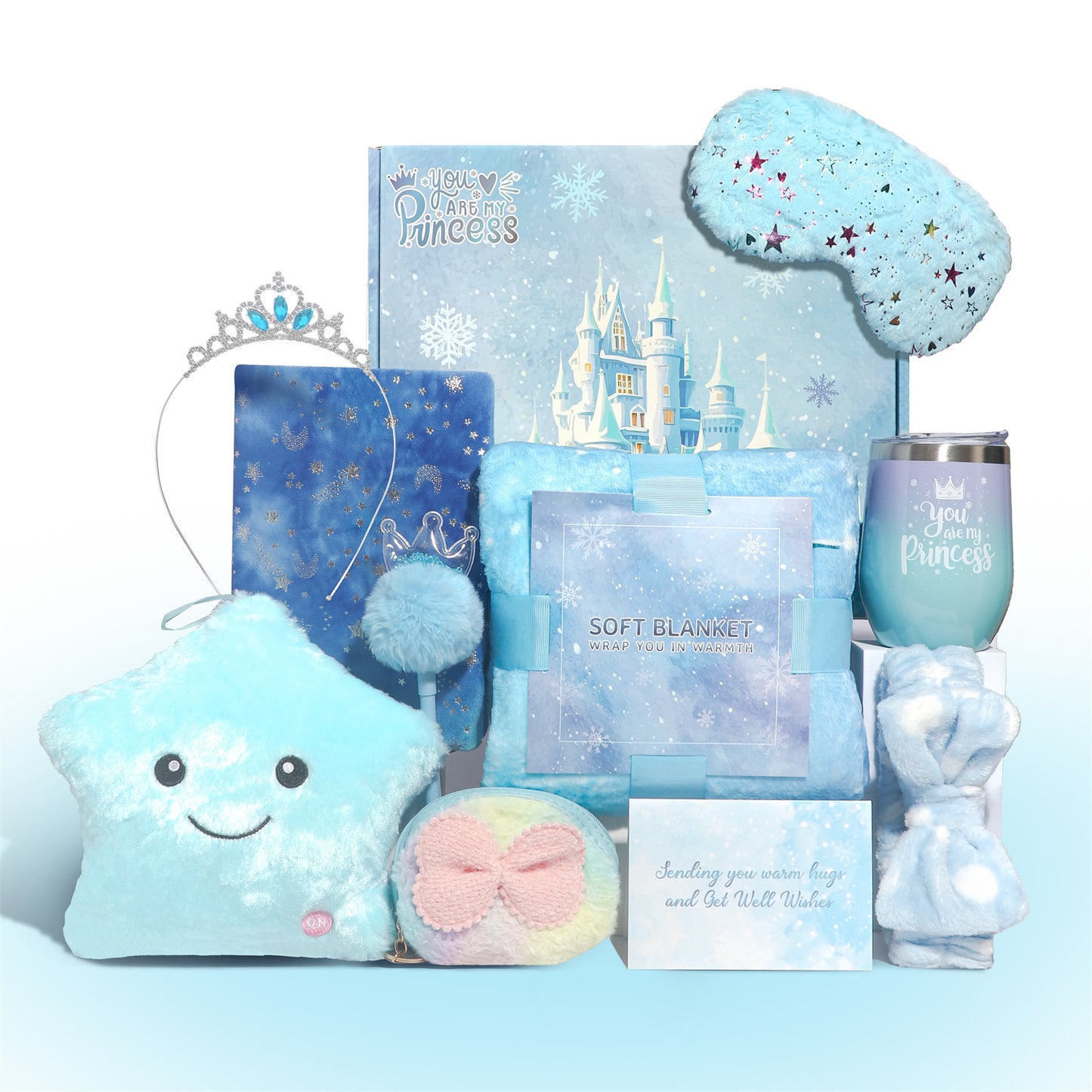 Luxury Frozen Ice Princess Self-Care Gift Box for Girls – Premium Winter Wonderland Gift Set with Blanket, Tumbler & Plush Accessories