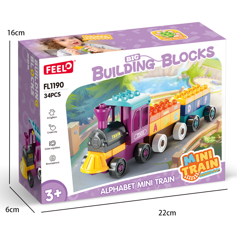 Alphabet Train 34 Pcs Feelo Building Blocks Set for Kids | Educational ABC Train Toy