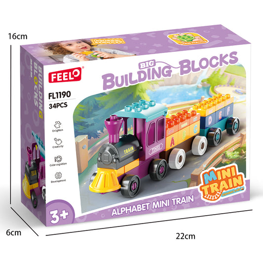 Alphabet Train 34 Pcs Feelo Building Blocks Set for Kids | Educational ABC Train Toy