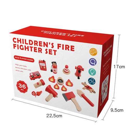 Fire Chief Pretend Play Set – Wooden Firefighter Costume & Rescue Tools