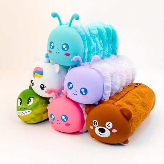Fluffy Animal Pencil Pouch – Soft Zip Case