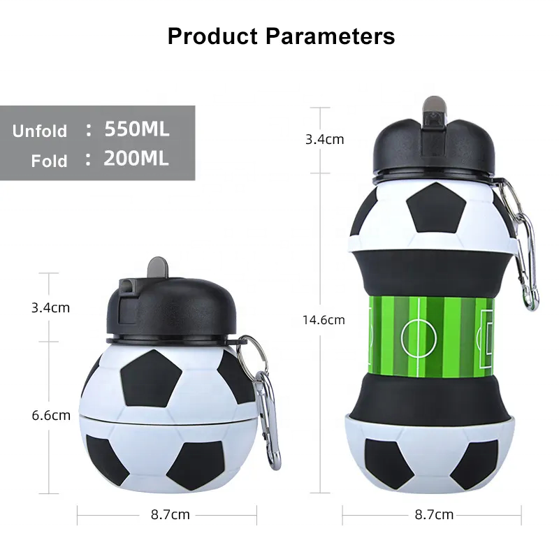 Foldable Silicone Water Bottle – With Clip