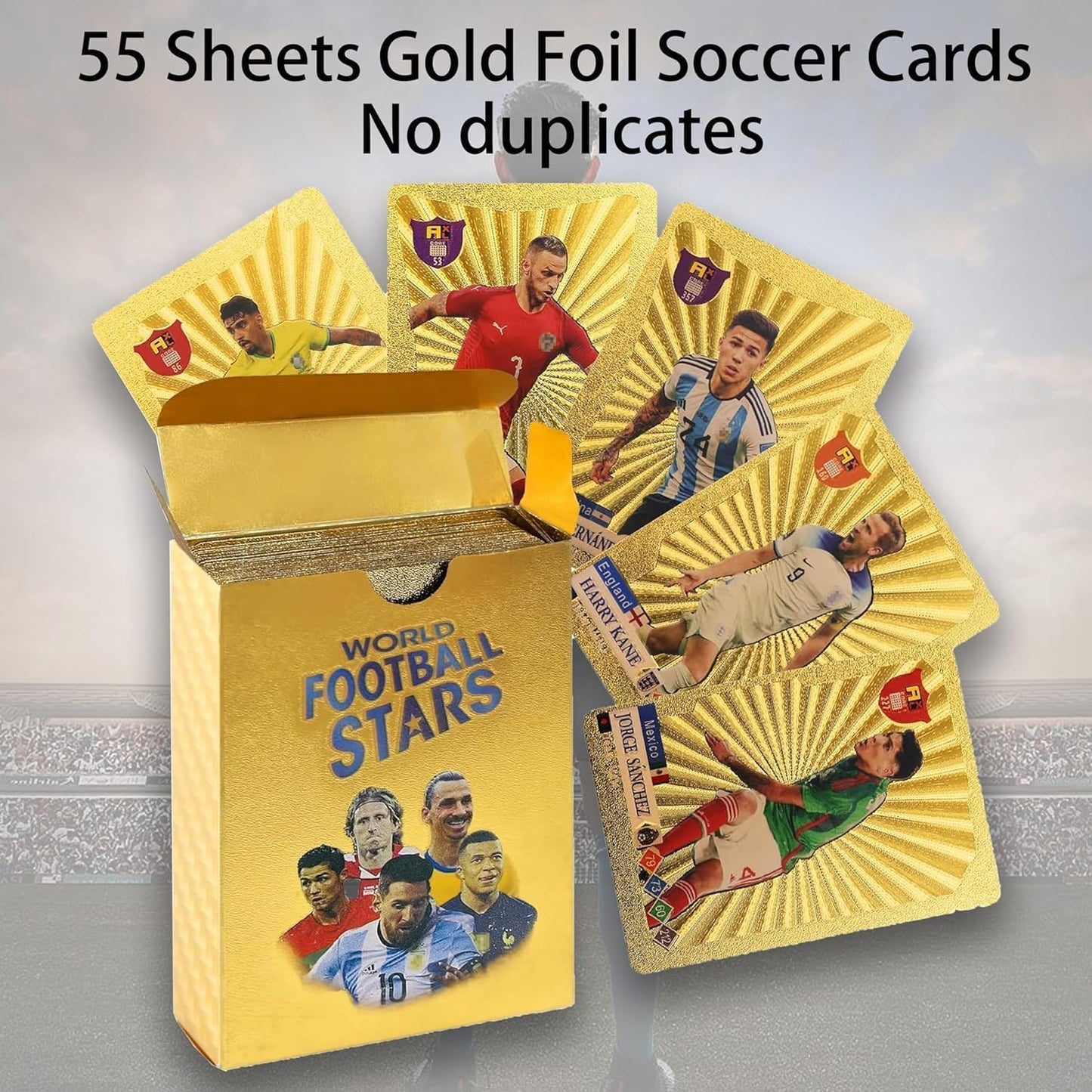 55PCS Football Star Cards Kenya – Gold, Silver & Black Limited Edition