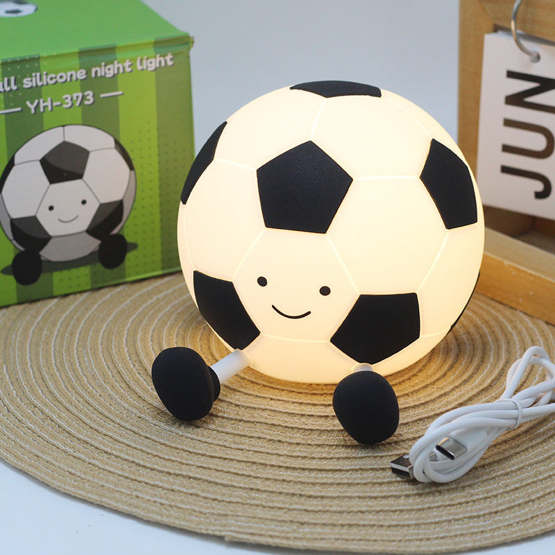 Football-Shaped LED Night Light – Rechargeable Bedside Lamp