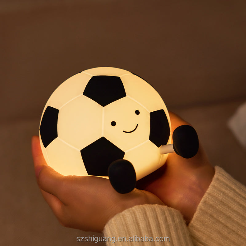 Football-Shaped LED Night Light – Rechargeable Bedside Lamp