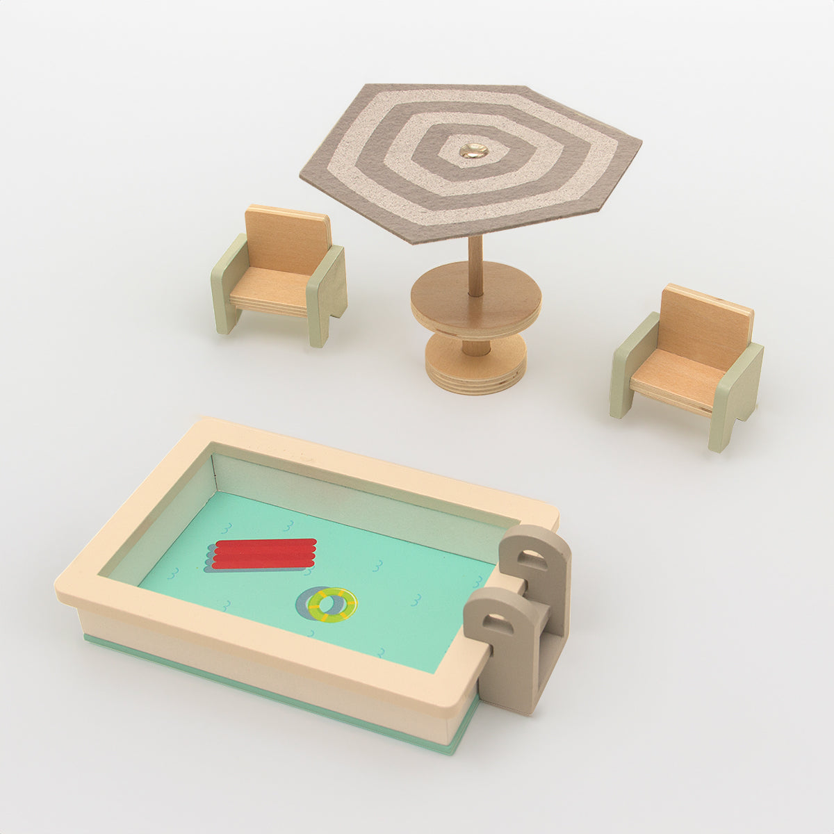 Mini Wooden Outdoor Furniture Playset – Pretend Garden & Park Toy