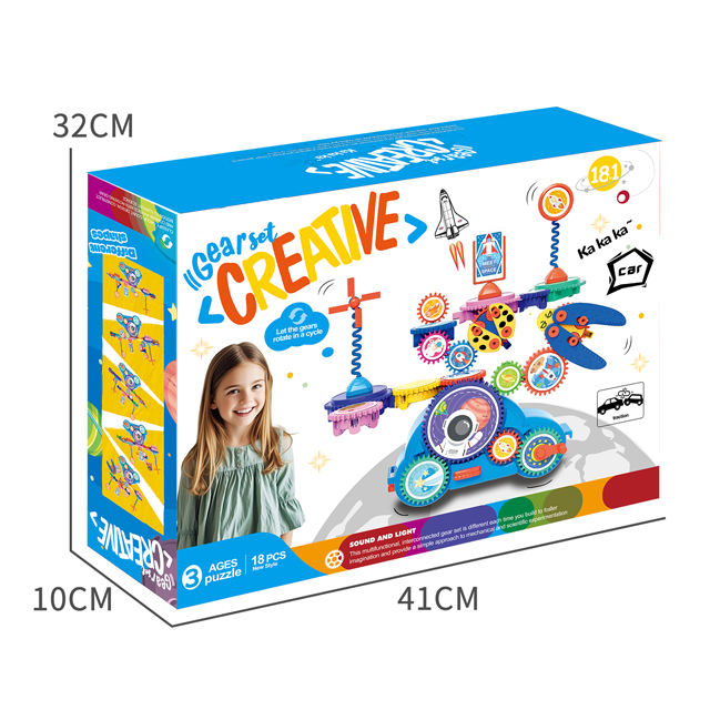 Kids Electric Gear Building Set – DIY STEM Toy with Moving Gears, Lights & Creative Assembly Kit