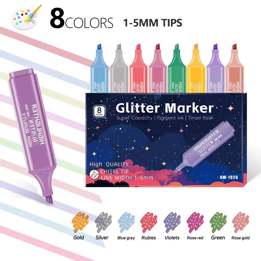 Glitter marker set for kids art lettering cards and journaling