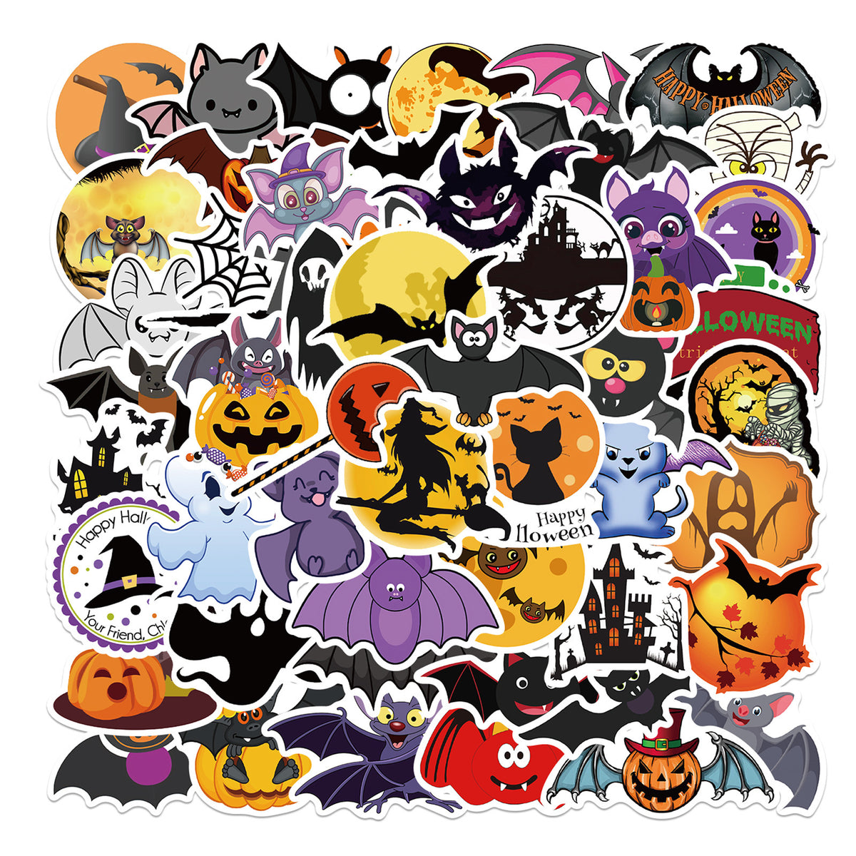 Halloween bat themed vinyl sticker assortment