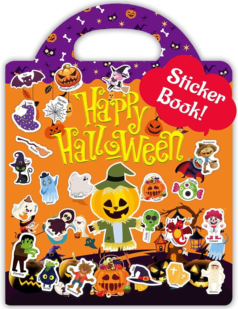 Halloween reusable sticker activity book for kids cover