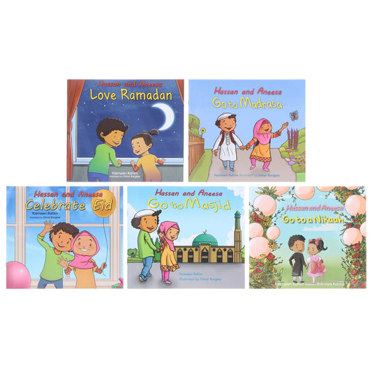 Hassan and Aneesa Children Islamic 5 Books Collection Set By Yasmeen Rahim - Ages 2-7 - Paperback