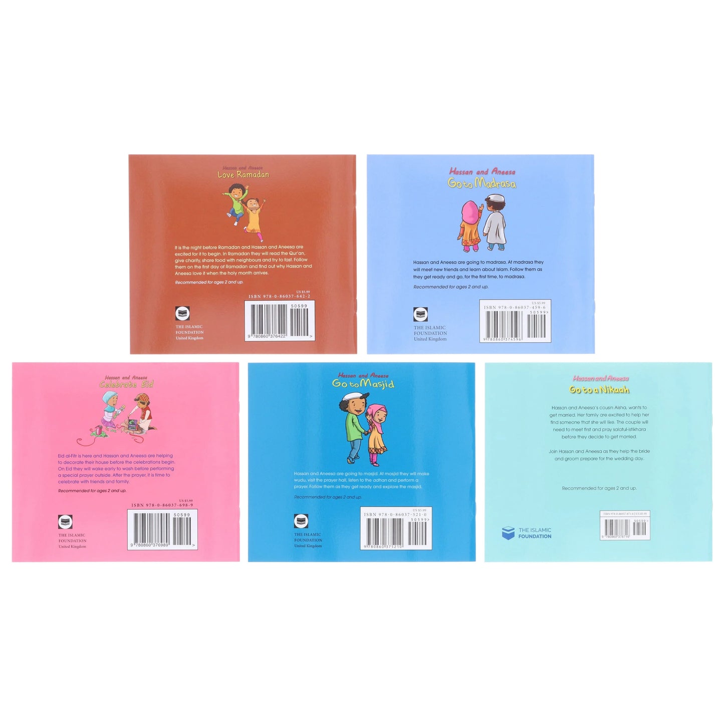 Hassan and Aneesa Children Islamic 5 Books Collection Set By Yasmeen Rahim - Ages 2-7 - Paperback