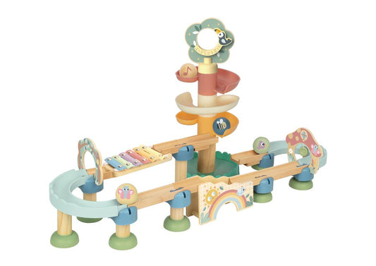 Tooky Toy Wooden Baby Marble Track - Pastel