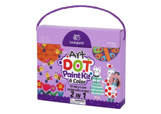 Dot Paint Kit for Kids – 2-in-1 with Coloring Book & 6 Colors