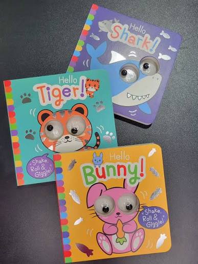 Hello Friends Wobbly Eyes Board Book | Hello Tiger, Hello Bunny & Hello Shark | Interactive Baby Board Book