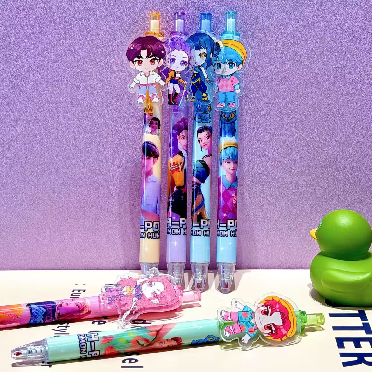 K-Pop Demon Hunters Acrylic Push Gel Pen – Cartoon Character Top (Black Ink)