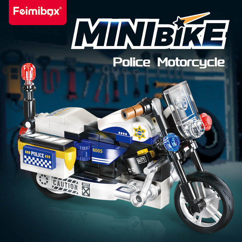 Mini Bike Building Blocks Set with Display Case | Vintage Motorcycle Model Toy-random colour