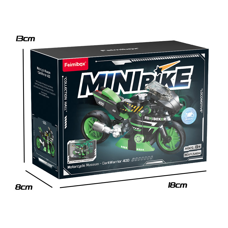 Mini Bike Building Blocks Set with Display Case | Vintage Motorcycle Model Toy-random colour