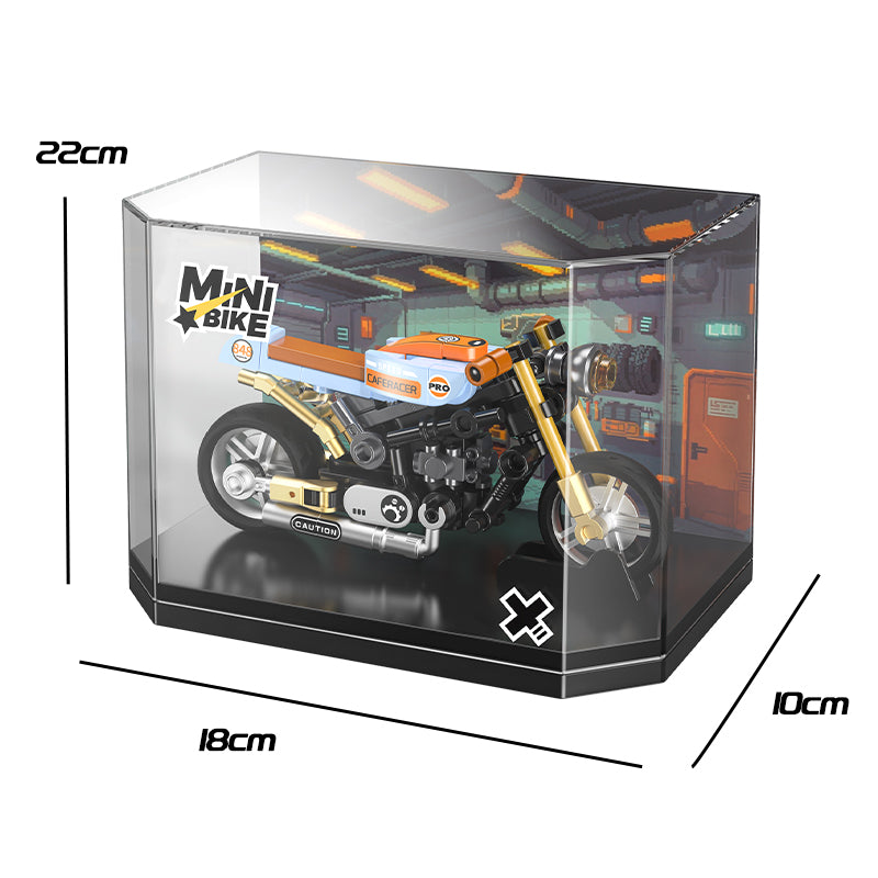 Mini Bike Building Blocks Set with Display Case | Vintage Motorcycle Model Toy-random colour