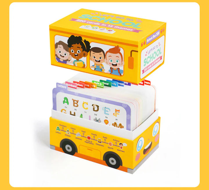 Let’s Go To School Learning Flash Cards Set – 220 Educational Cards in 13 Themes for Kids