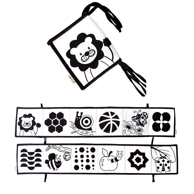 Black & White Crib Book – Lion & Friends Sensory Strip