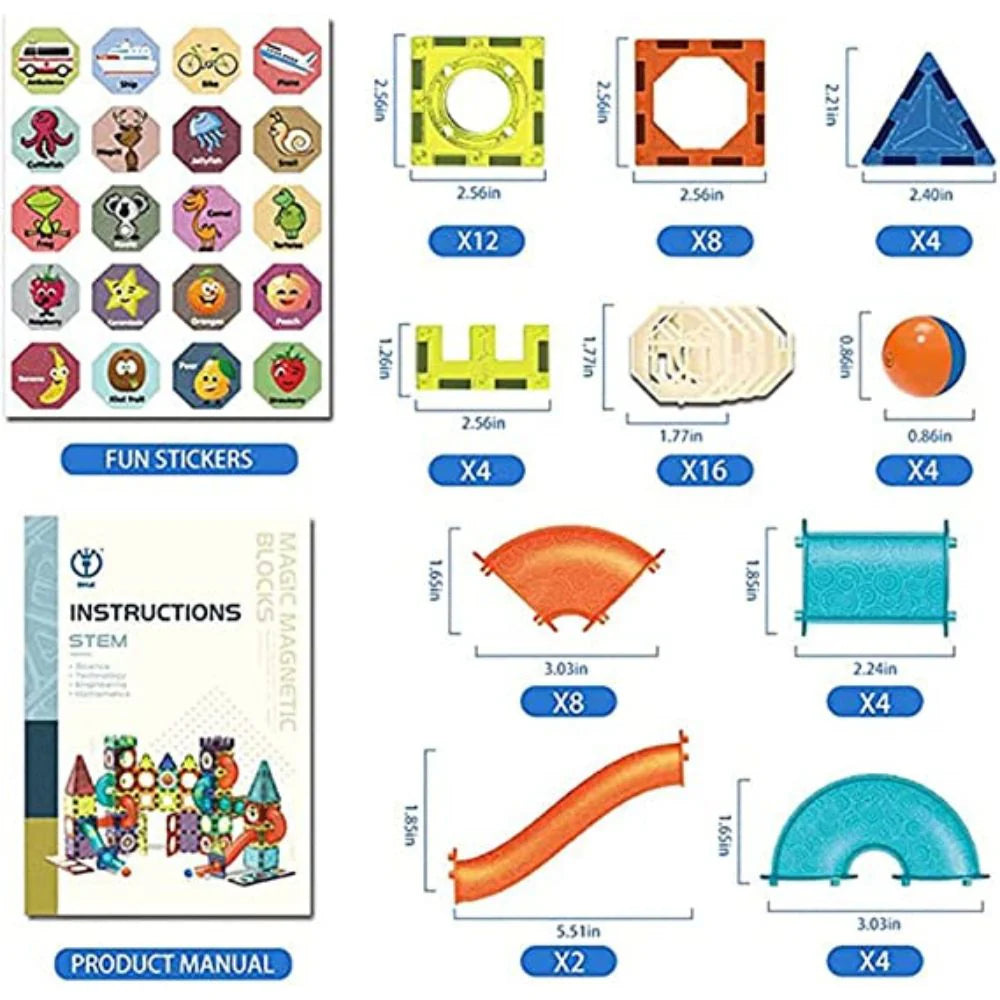 Magic Magnetic Blocks Marble Run – STEM Construction Toy